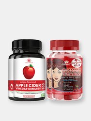 Apple Cider Vinegar Gummies with Pomegranate plus Gummy Vitamins Combo Pack - 2 Sets