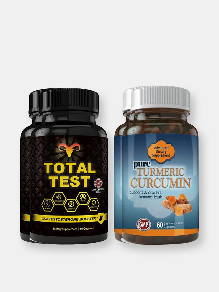 Total Test Testosterone Booster and Turmeric Curcumin Combo Pack