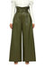 High Waist Vegan Leather Pants In Olive Green - Olive Green