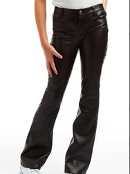 Pleather Flare Pants In Black
