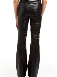Pleather Flare Pants In Black