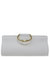 White Leather Large Clutch With Snake Handle - White