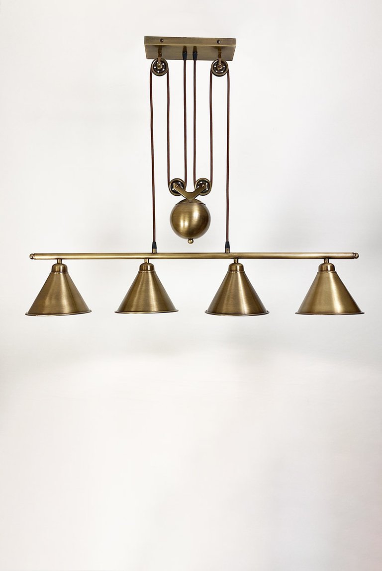 Carlo Satinated Brass 4 Shade Pulley Lamp