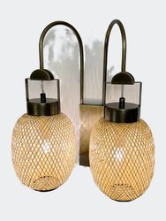 Paros Double Rattan Wall Lamp