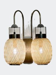 Paros Double Rattan Wall Lamp