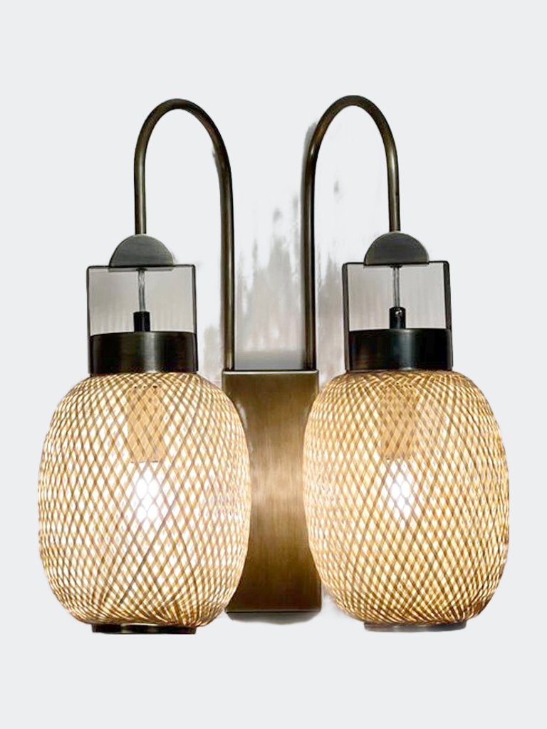 Paros Double Rattan Wall Lamp