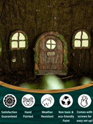 Fairy Door and Windows For Trees – Glow In The Dark Yard Art