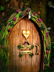 Opening Fairy Door and Windows For Trees – Glow In The Dark Yard Art - Brown and Green