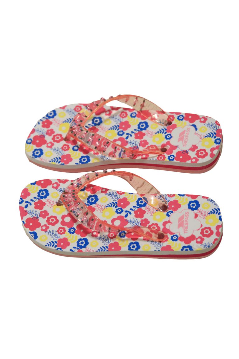 Childrens Girls Eolas Flip Flops - Floral Print