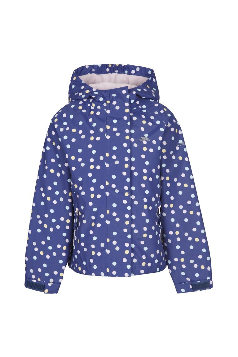 Childrens Girls Hopeful Waterproof Rain Jacket - Dark Blue/Pink Print - Dark Blue/Pink Print