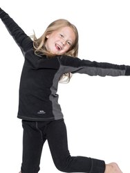 Childrens/Kids Bubbles Fleece Top And Bottom Base Layers - Black - Black