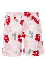 Girls Tangible Floral Shorts - Red/Pink/Green