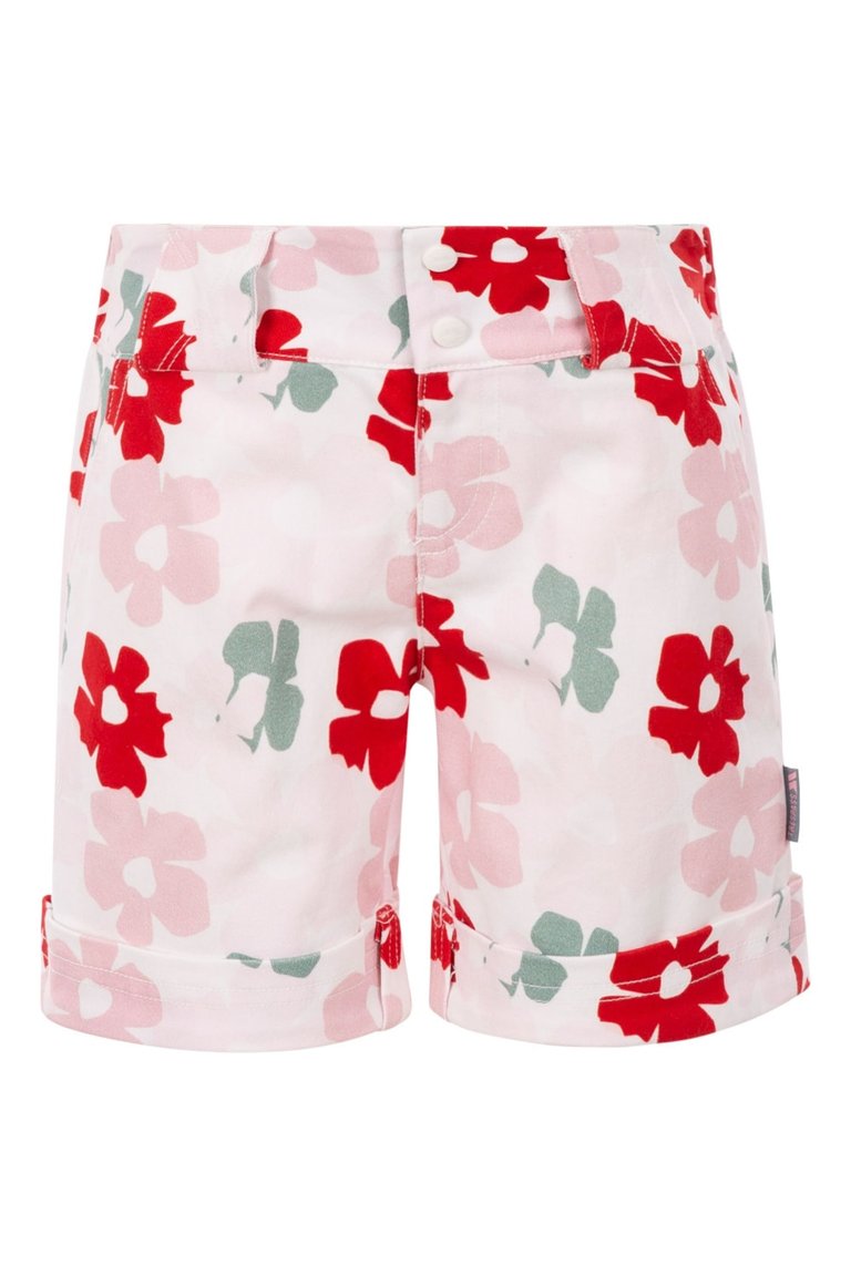 Girls Tangible Floral Shorts - Red/Pink/Green