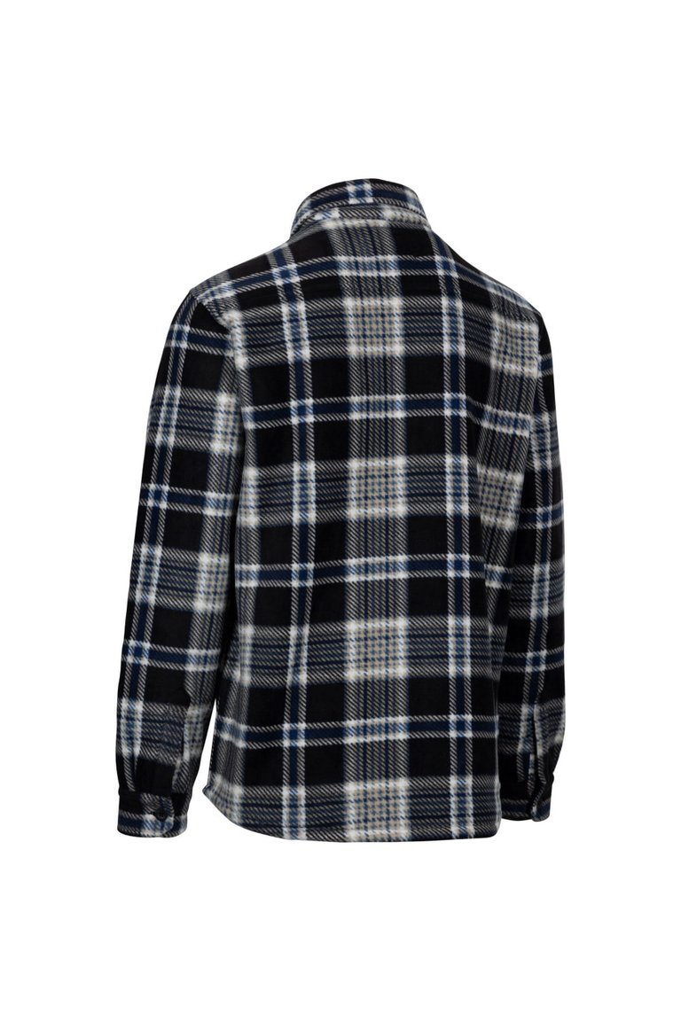 Mens Checkley Checked Microfleece Shirt - Black