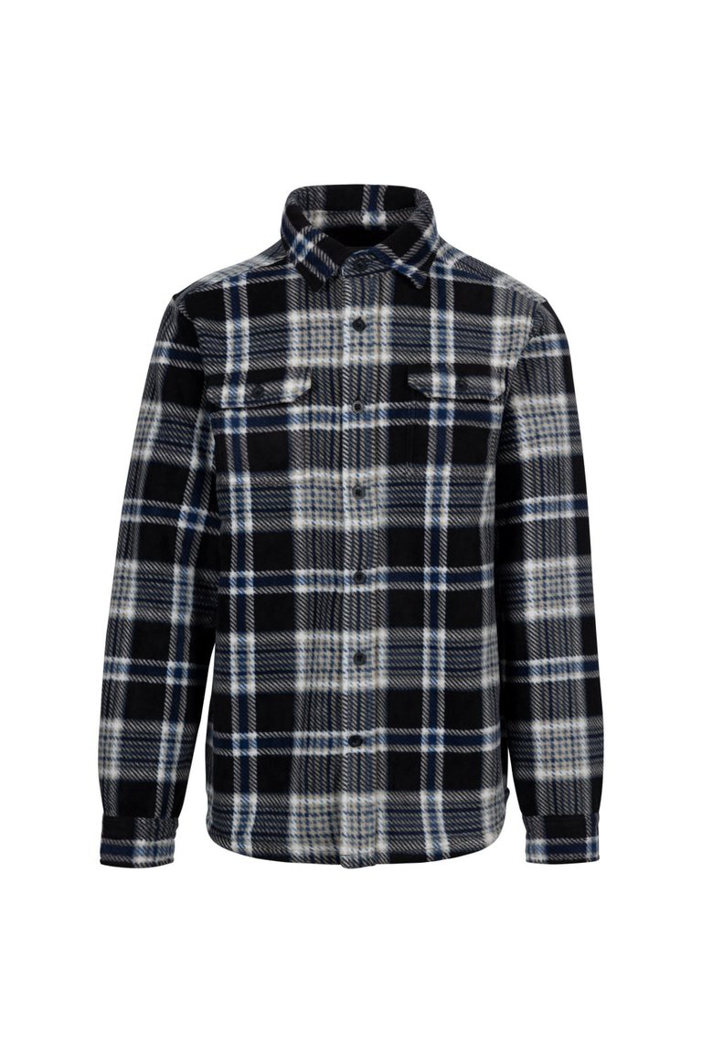 Mens Checkley Checked Microfleece Shirt - Black - Black