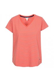 Trespass Konnie Womens V Neck T Shirt (Peach Stripe) - Peach Stripe