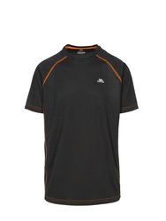 Trespass Mens Ethen Short Sleeve Active T-Shirt (Black/Shocking Orange) - Black/Shocking Orange