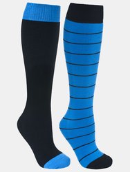 Trespass Mens Toppy Ski Tube Socks (2 Pairs) (Black/Ultramarine) - Black/Ultramarine
