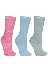 Trespass Womens Helvellyn Trekking Socks (Pack Of 3) (Rose Melange/Blue Melange/Sage Melange) - Rose Melange/Blue Melange/Sage Melange