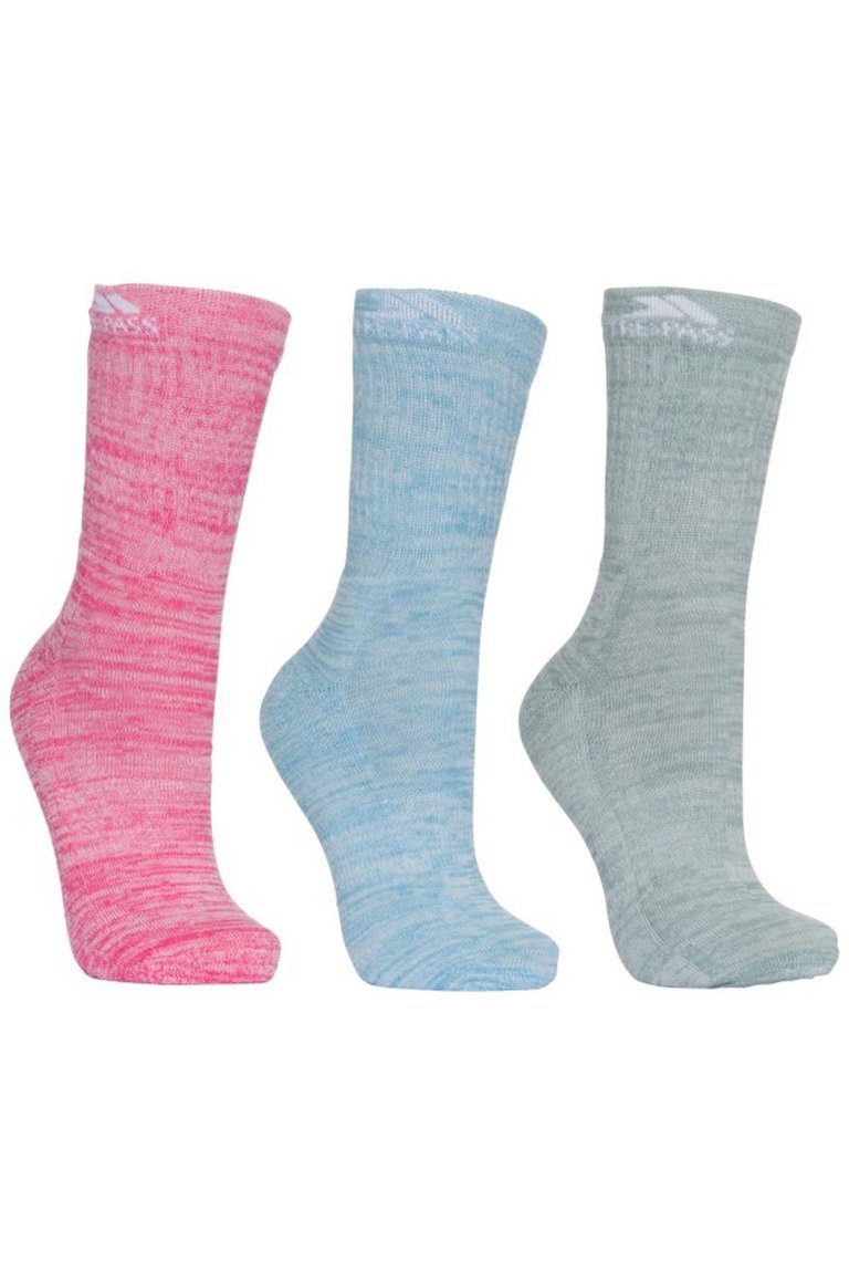 Trespass Womens Helvellyn Trekking Socks (Pack Of 3) (Rose Melange/Blue Melange/Sage Melange) - Rose Melange/Blue Melange/Sage Melange