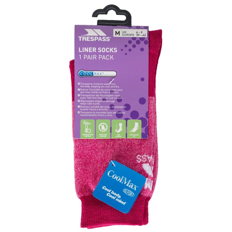 Trespass Womens/Ladies Cool C-Max Liner Socks (Cerise)