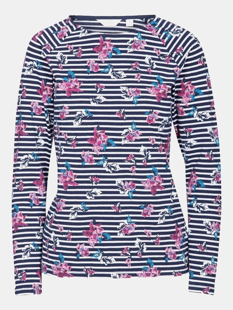 Trespass Womens/Ladies Dellini Floral Long-Sleeved Top - Black/White/Pink/Blue Stripe