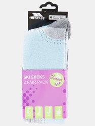 Trespass Womens/Ladies Janus II Ski Socks (Pack Of 2) (Mist/aqua)