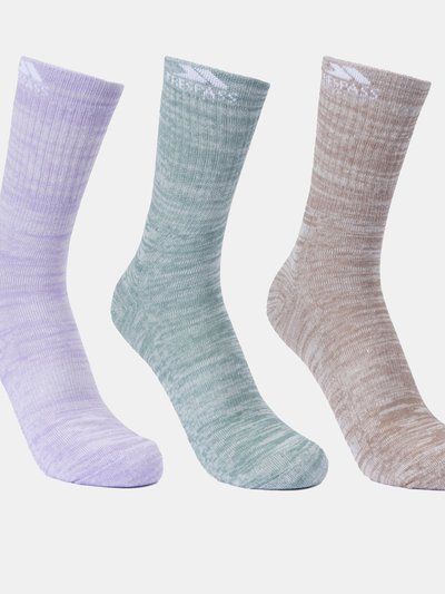 Trespass Womens Helvellyn Trekking Socks Pack Of 3 - Spruce Green/Oatmeal/Gelsomino Melange product