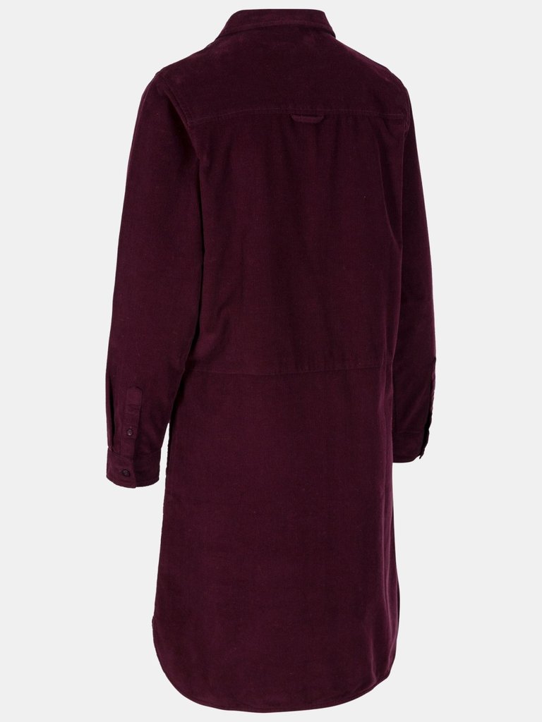 Womens/Ladies Allison Shirt Dress - Dark Cherry