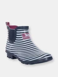 Womens/Ladies Bex Ankle Boot - Navy Stripe