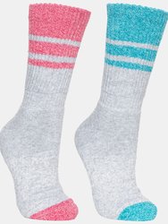 Womens/Ladies Hadley Hiking Boot Socks - 2 Pairs - Marine Marl/Raspberry Marl - Marine Marl/Raspberry Marl