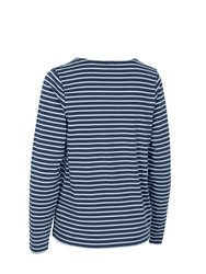 Womens/Ladies Karen Yarn Dyed Stripe Shirt - Navy