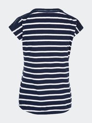 Womens/Ladies Moor Stripe T-Shirt - Navy/White