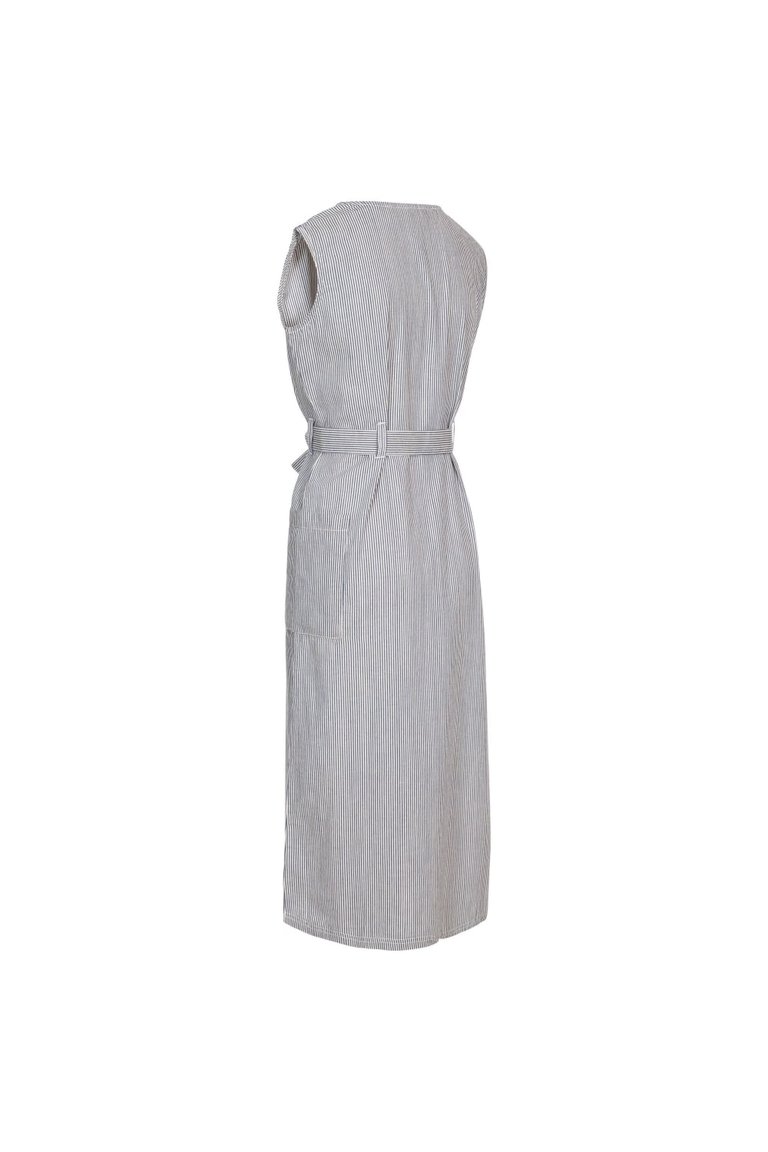 Womens/Ladies Sally Casual Dress - Navy Stripe