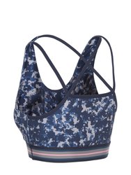 Womens/Ladies Stephanie Camo Crop Top - Navy