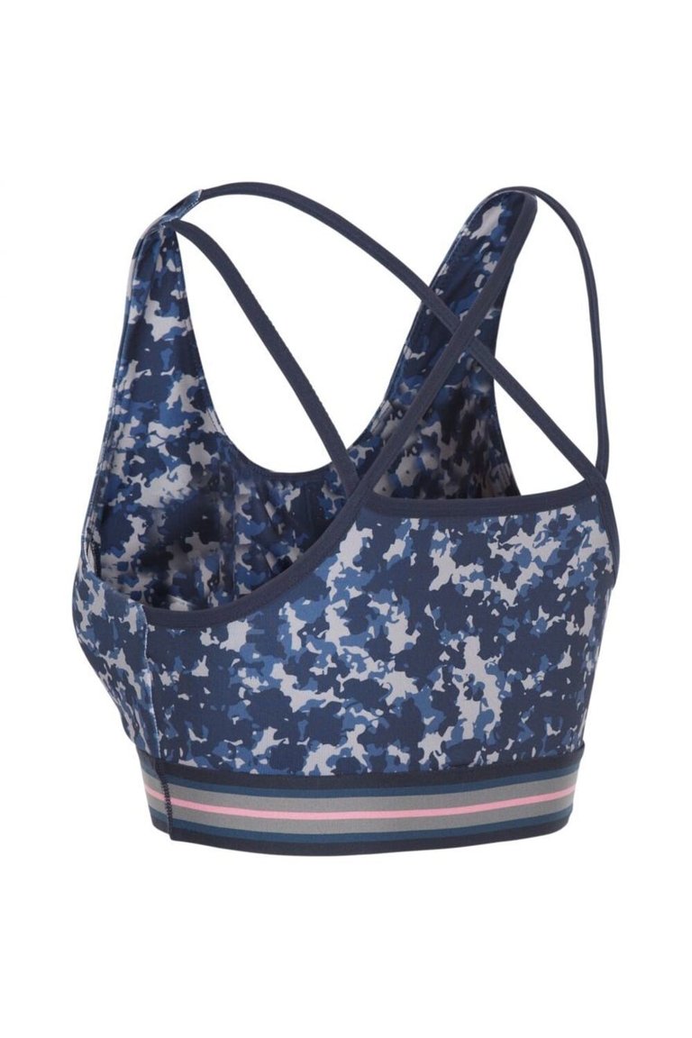 Womens/Ladies Stephanie Camo Crop Top - Navy