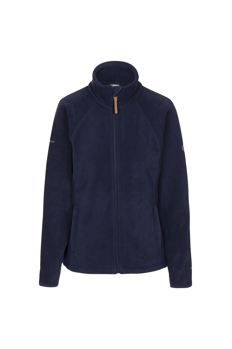 Womens Trouper Leather Trim Fleece Jacket - Navy