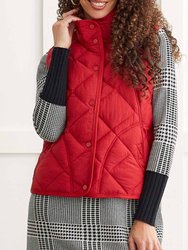 A Line Puffer Vest - Earth Red