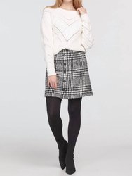 A-Line Skirt With Buttons In Black/white - Black/White