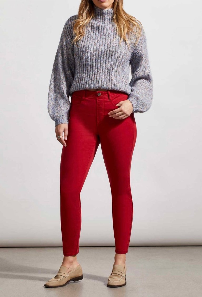 Audrey Icon Fit Pull On Stretch Ankle Jeggings - Earth Red