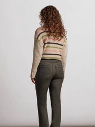 Audrey Microflare Vinatge Distress Jeans In Black Olive