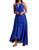 Embellished Neck Elegant Dress In Sapphire