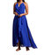 Embellished Neck Elegant Dress In Sapphire - Sapphire