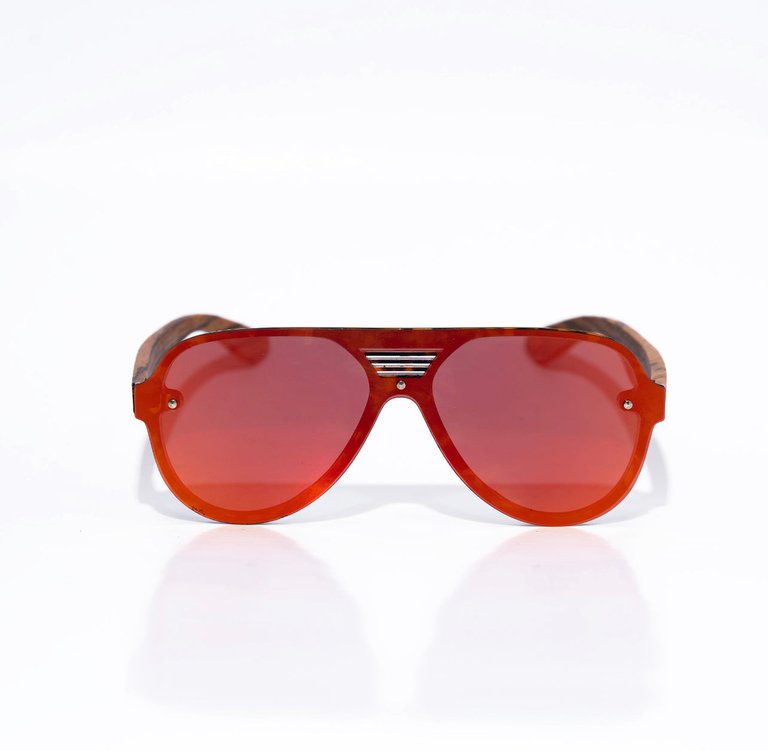 Amber Aviator Orange Unisex Sunglasses Reflectors - Orange