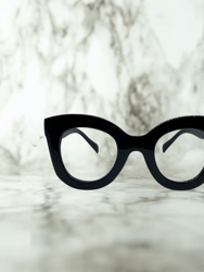 Black Rosé Oversized Wayfarer Black Women’s Eyeglasses - Black