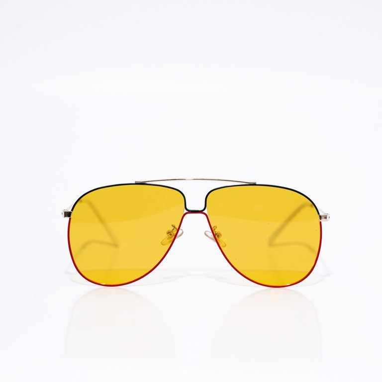 Highlife Colored Lens Metal Lightweight Aviators - Yellow