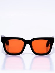 Isidore In Orange Colored Lens Wayfarer Men’s Sunglasses - Black/Orange