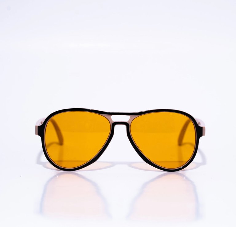 Moody Aviator Unisex Orange Lens Sunglasses - Orange