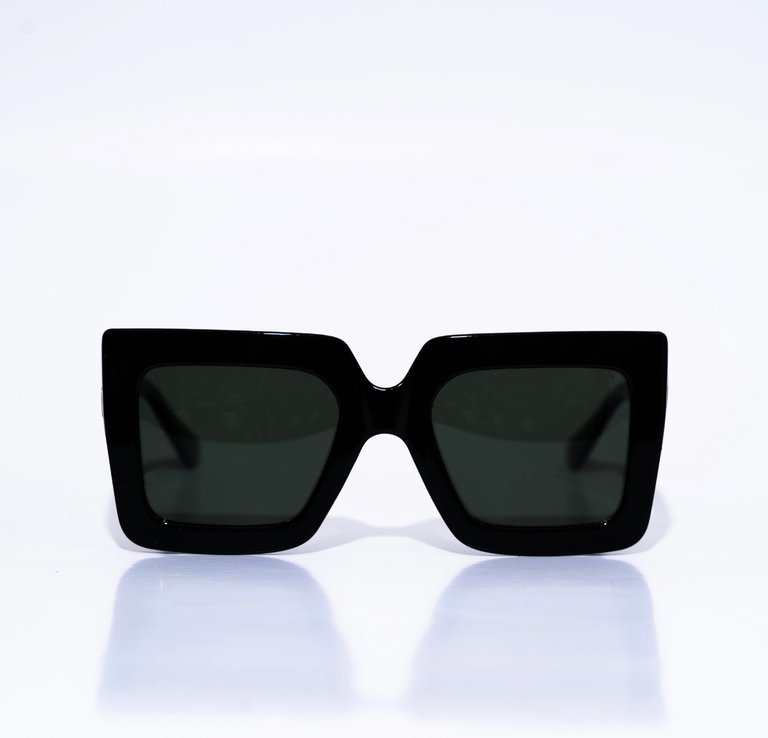 Onyx Oversized Square Black Unisex Sunglasses - Black