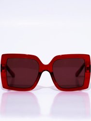 Sade Red Oversized Square Unisex Sunglasses - Red